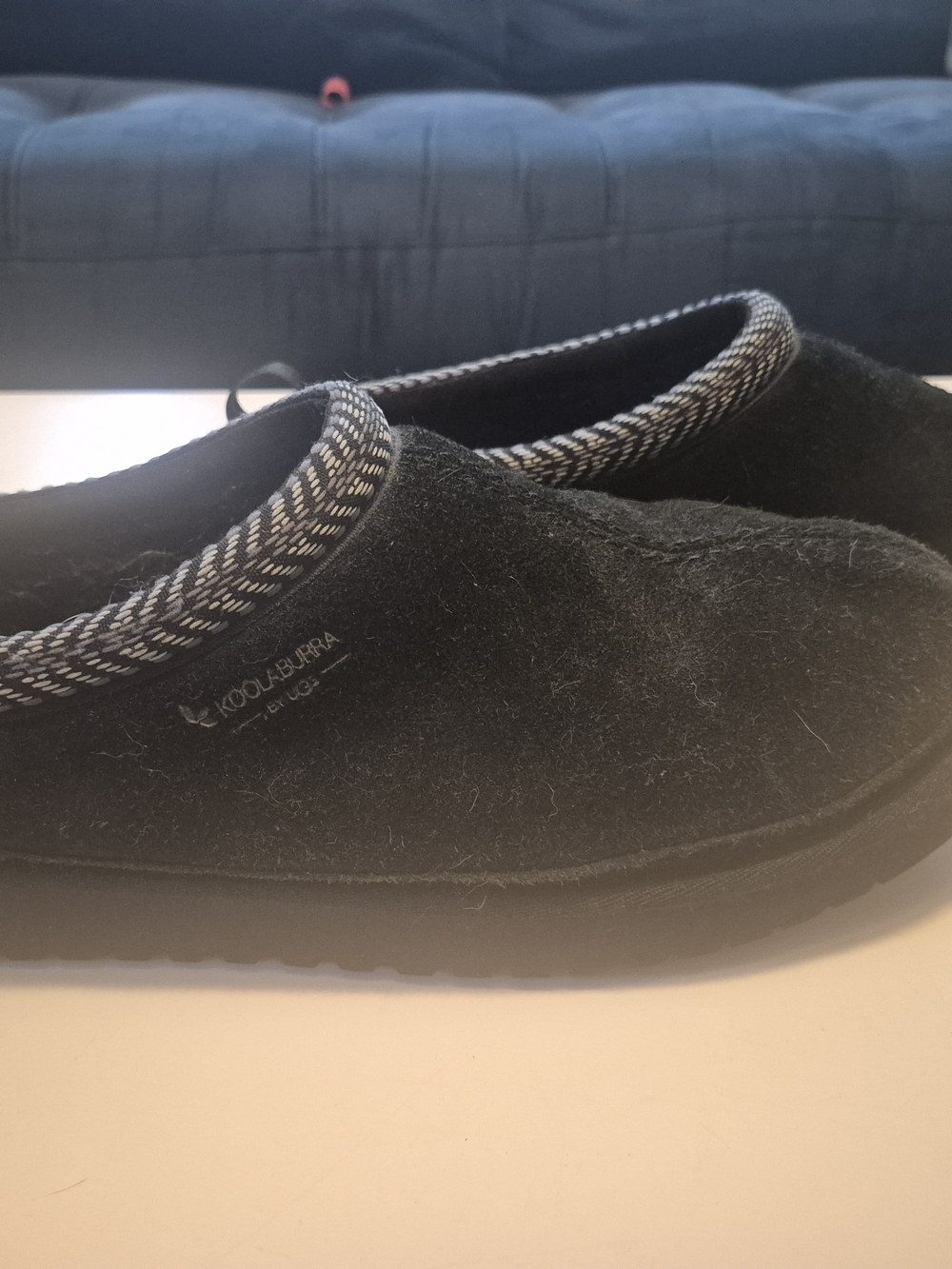 UGG Koolaburra Black Slip-On Wool Loafers with Contrast Trim
